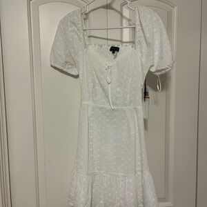 1. State White Eyelet Puff-Sleeve Mini Dress